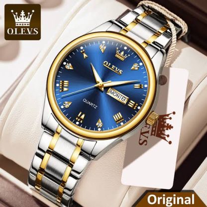 Genuine Olevs 6630 (silver-blue) Stainless Steel Men Watch